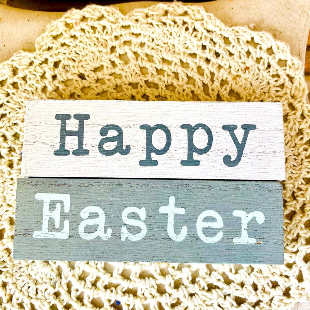 *Happy Easter Duo Mini Block Set Cream/Gray